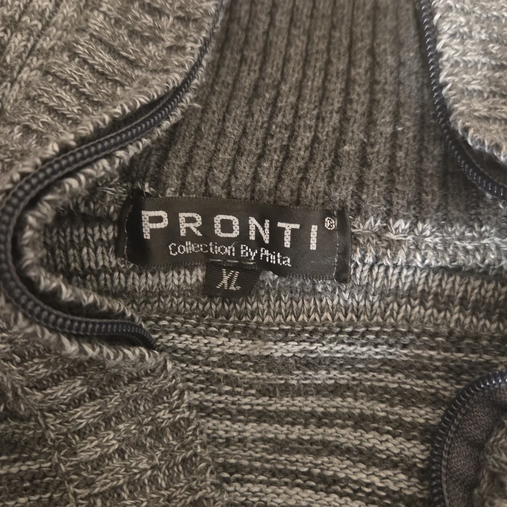 Pronti‎ Men's XXL Textured 1/4 Zip Sweater – Gray Marled Knit Prep Academia